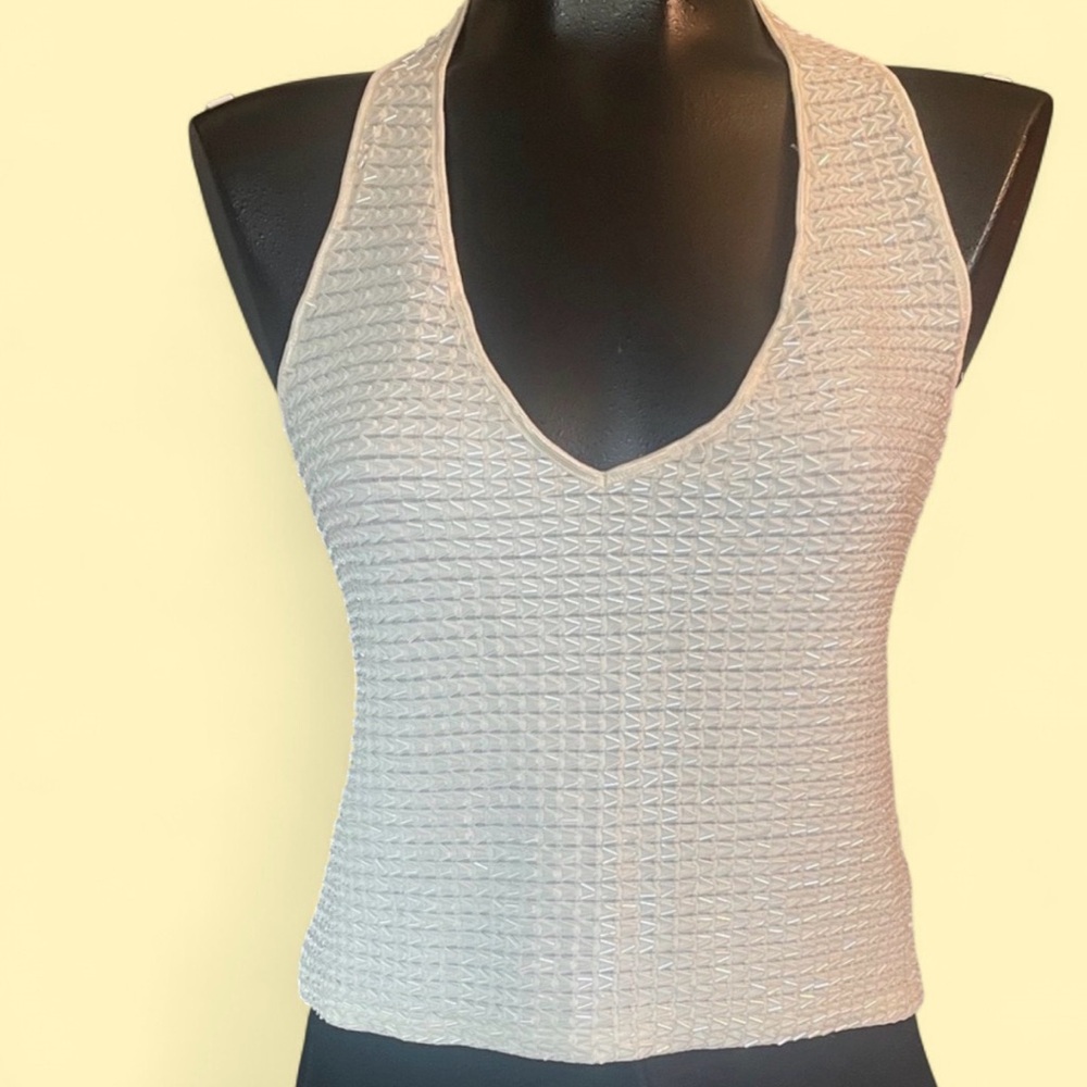 Cache white beaded vintage Top
